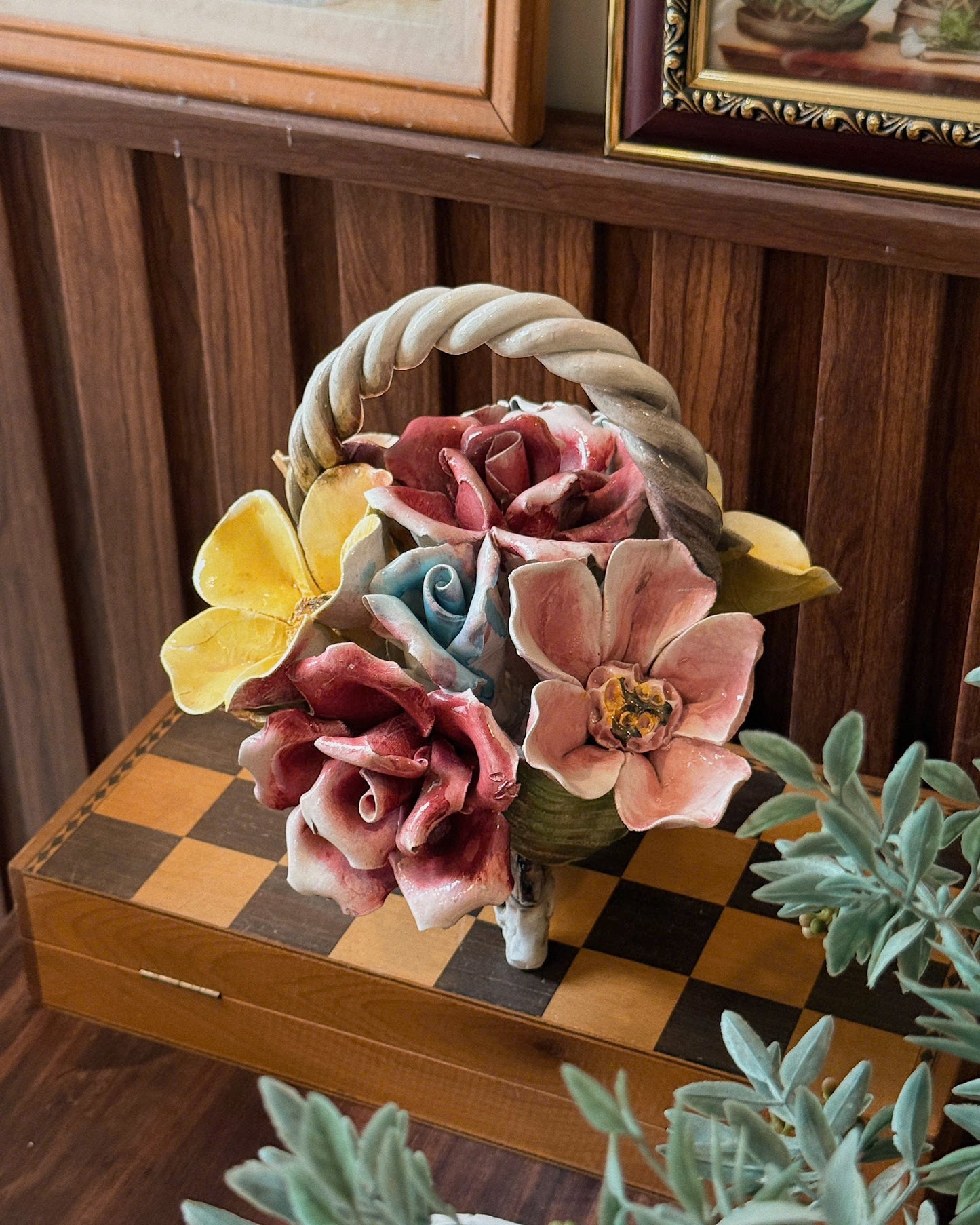 Vintage Ceramic Flower Basket