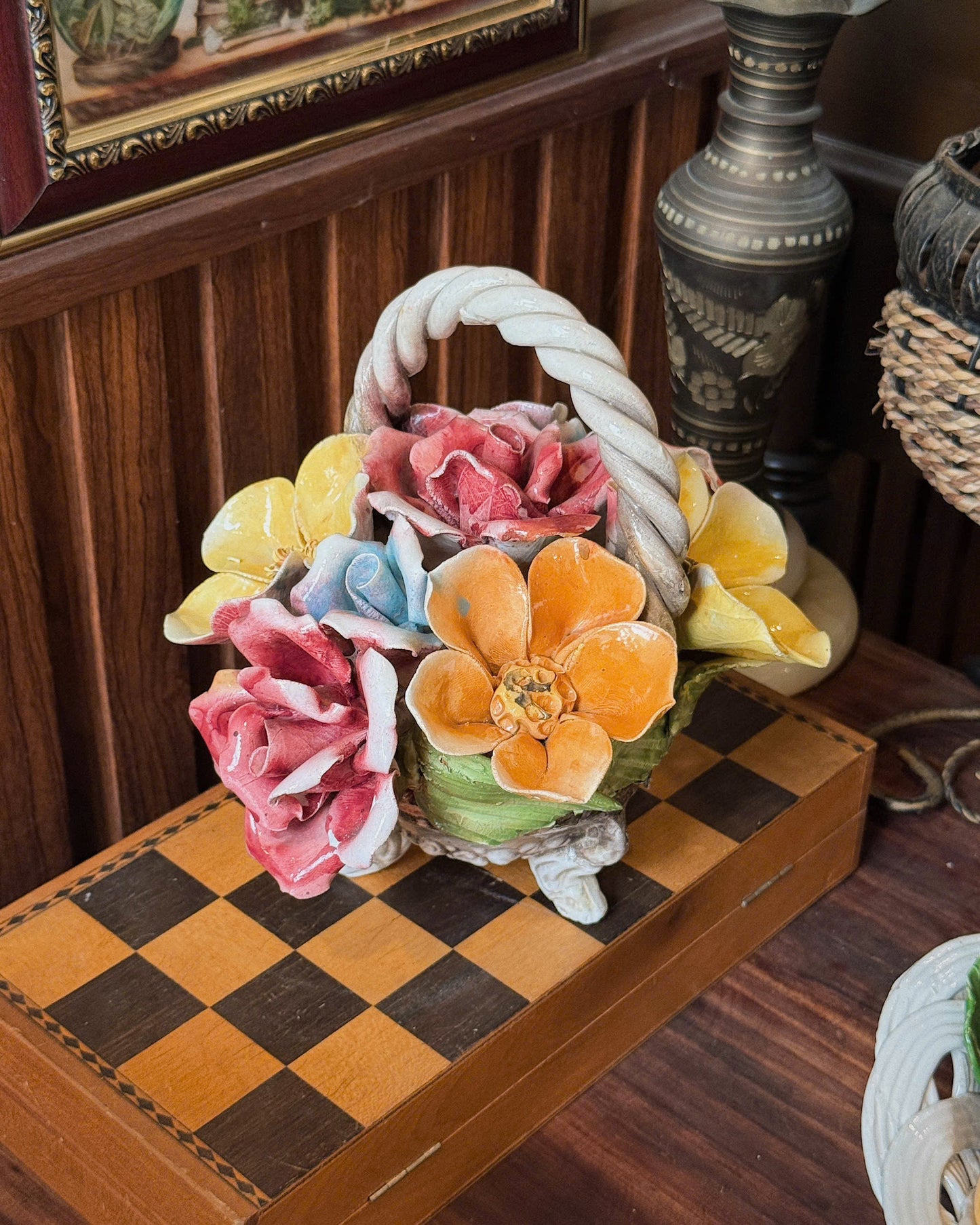 Vintage Ceramic Flower Basket