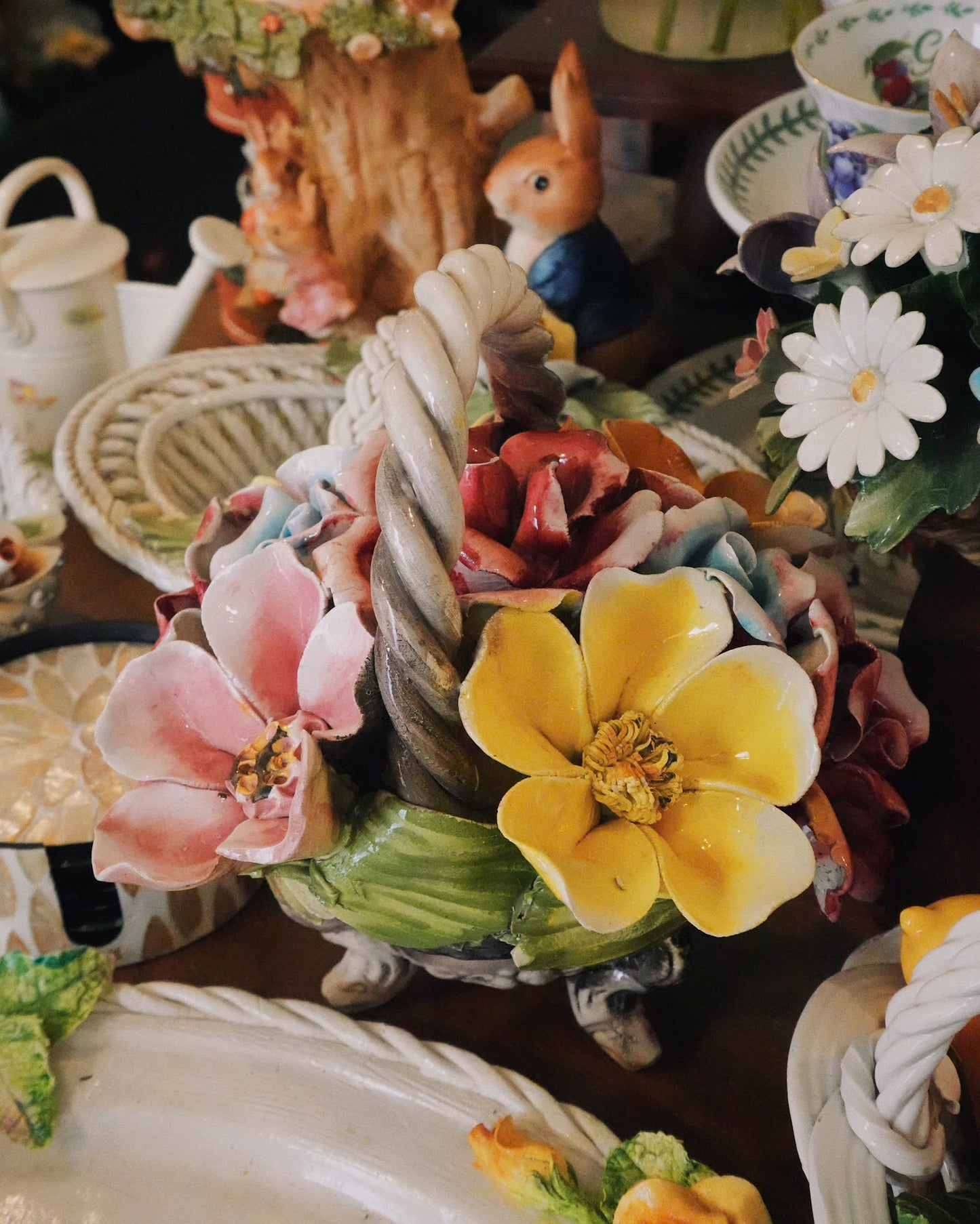 Vintage Ceramic Flower Basket